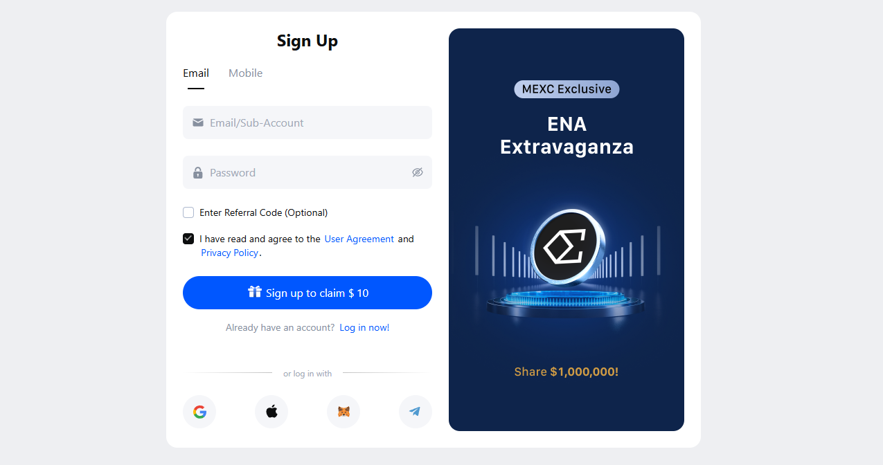 How to sign up on MEXC