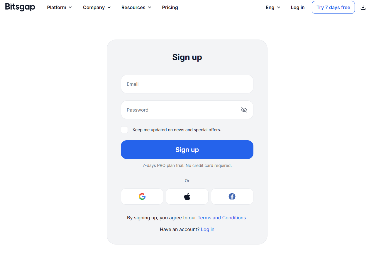 Bitsgap registration