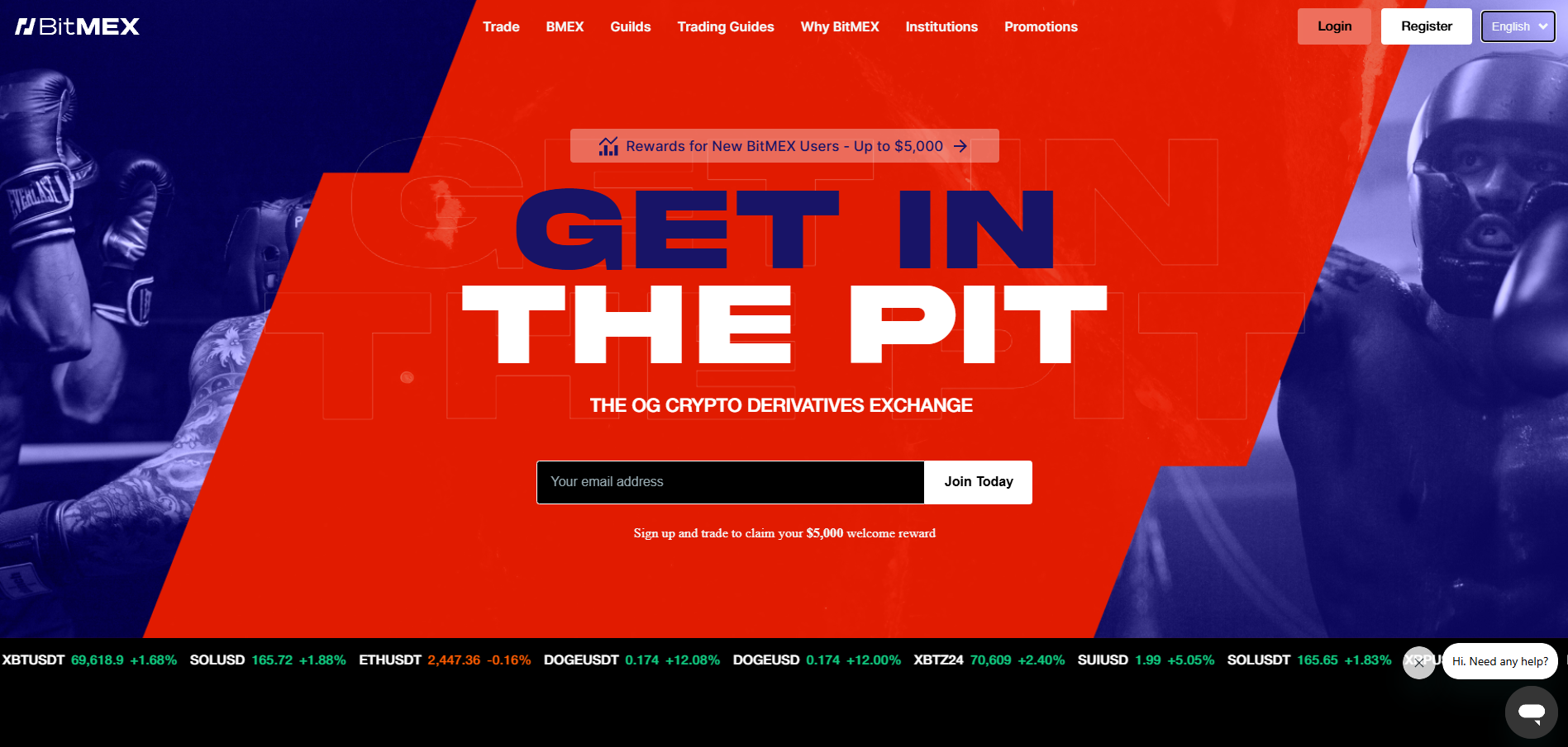 BitMEX exchange main page