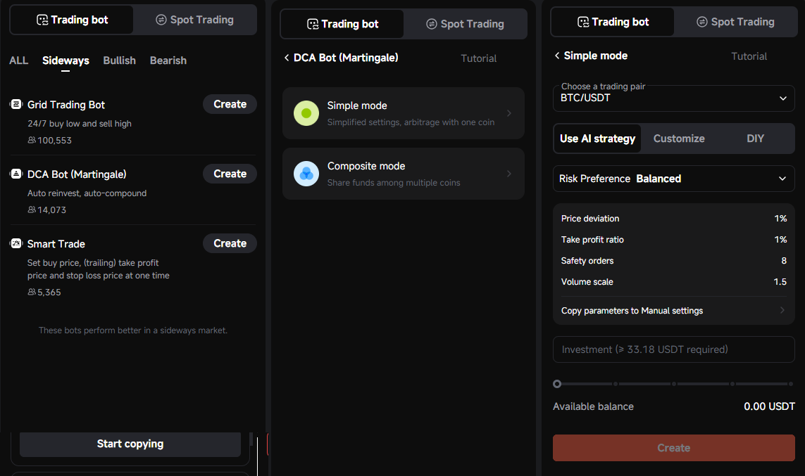DCA bot tutorial pionex