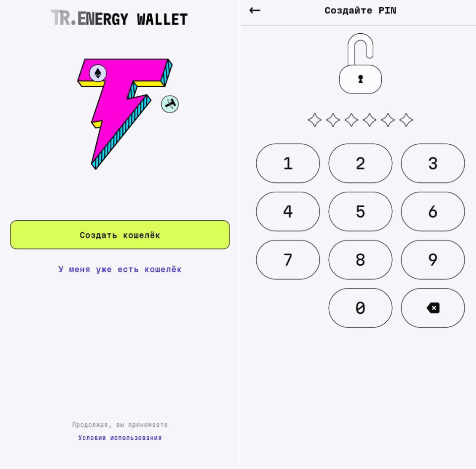 Запуск приложения trenergy wallet