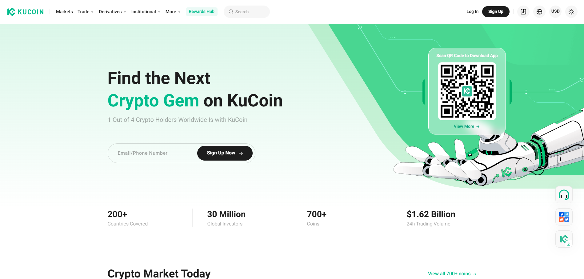 Kucoin exchange main page