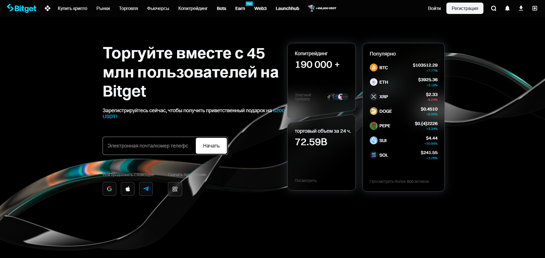 Bitget главная страница биржи