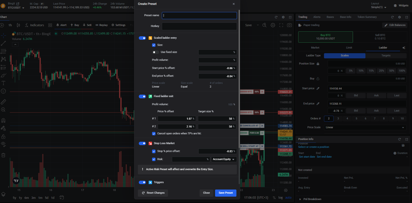 Altrady Trading Presets