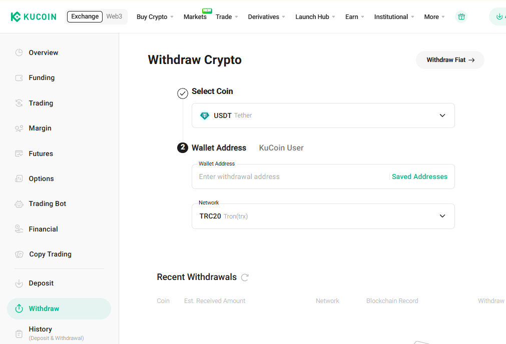 Как вывести на другую биржу с Kucoin