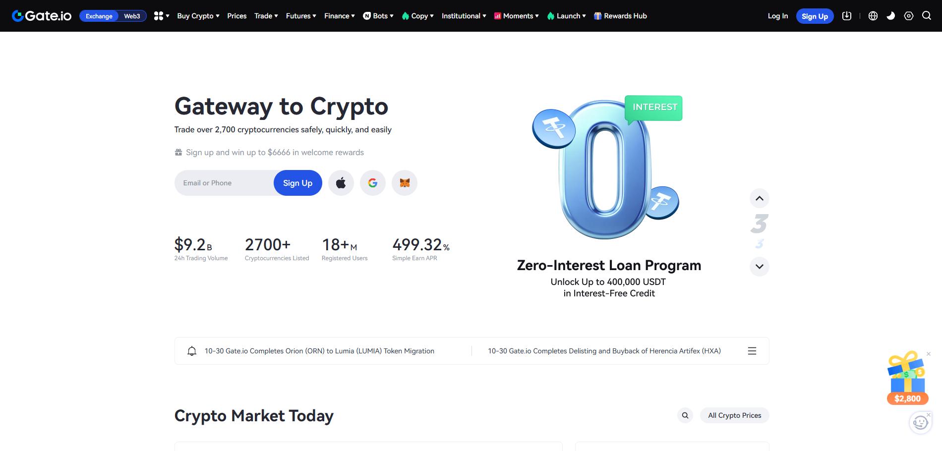 Gate io main page