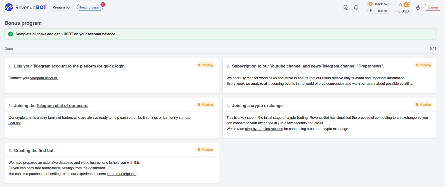 Revenue bot bonuses
