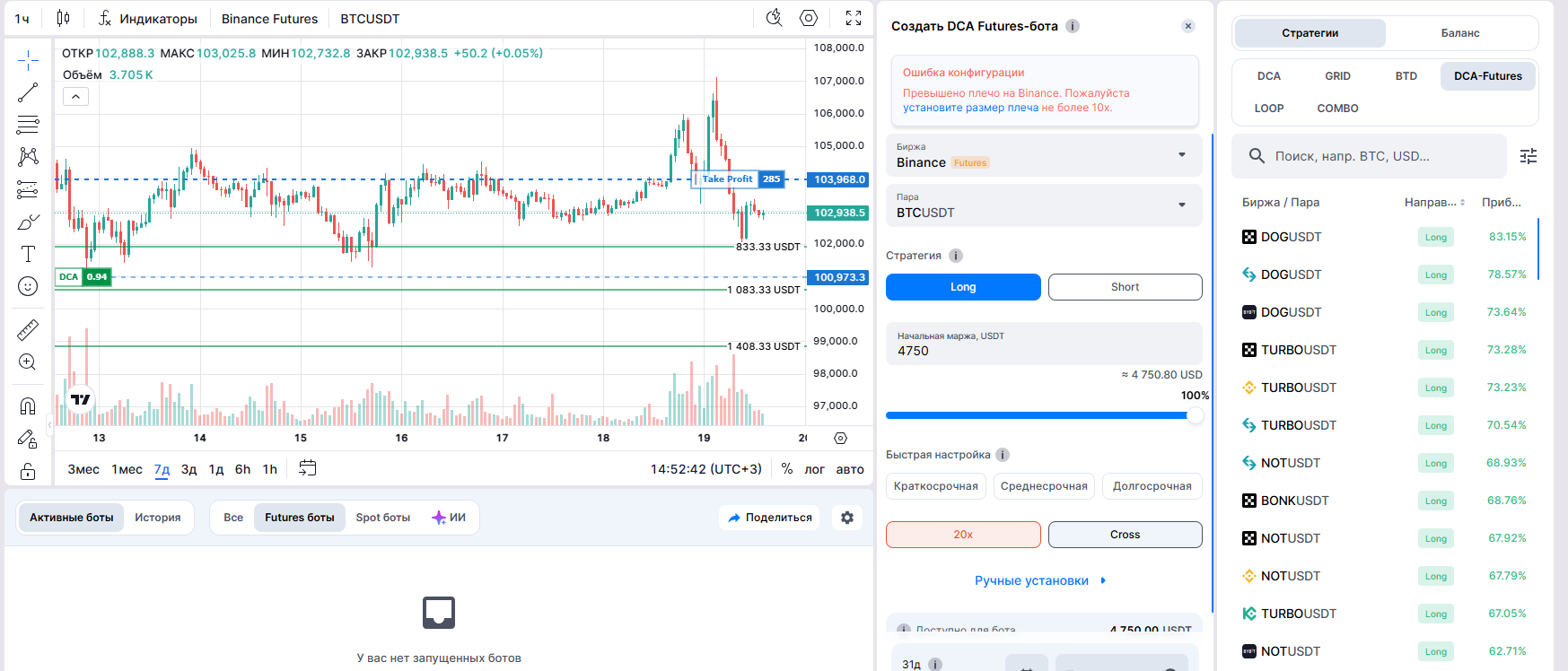 DCA futures бот от битсгап