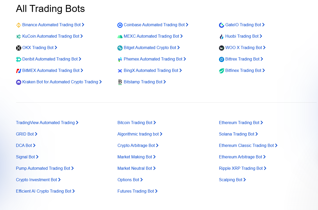 Wundertrading avaliable bots