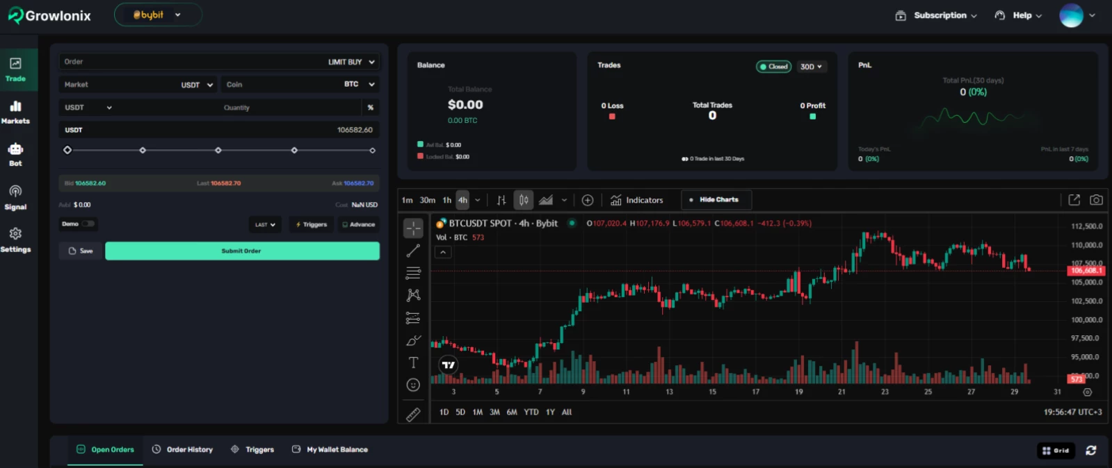 Growlonix Trading Terminal